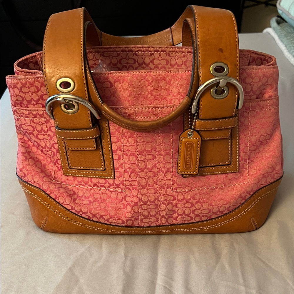 Coach Pink and Brown Tote Bag